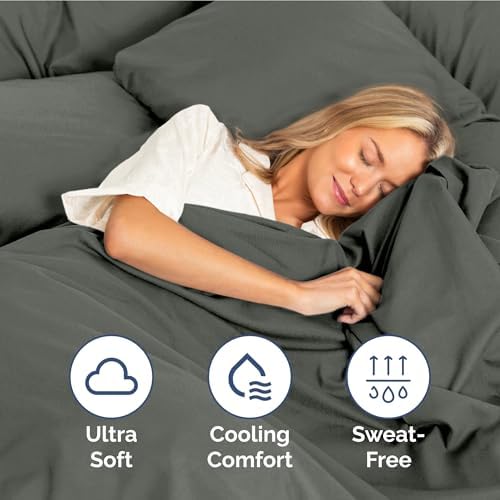 Twin XL Size 3 Piece Sheet Set - Soft & Cooling Sheets - Dark Slate Grey