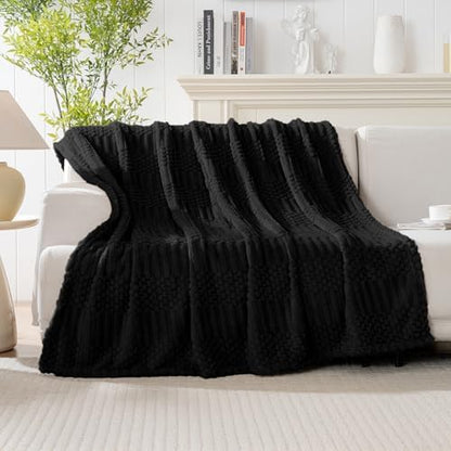 90x90 Inch Black Queen Large Blanket - Soft & Fluffy Fleece, Neutral Tan Color, Cute & Aesthetic, Perfect for Sofa, Couch, Bed, Living Room & Bedroom, All-Season Use, Plush & Cozy Decorative Blanket