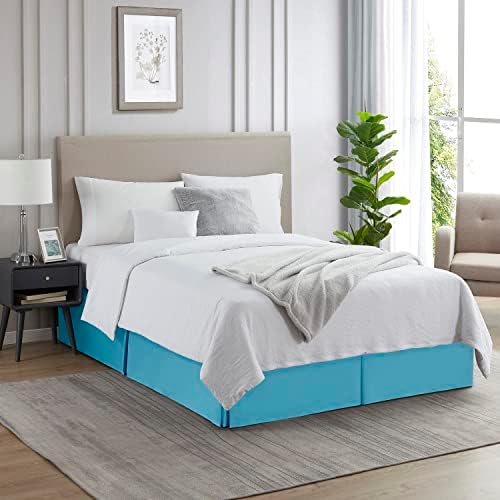 Nestl Beach Blue Twin Bed Skirt - Twin Size Bed Skirt 14 Inch Drop - Brushed Microfiber Bed Skirts - Hotel Quality Pleated Bed Skirt - Shrinkage & Fade Resistant