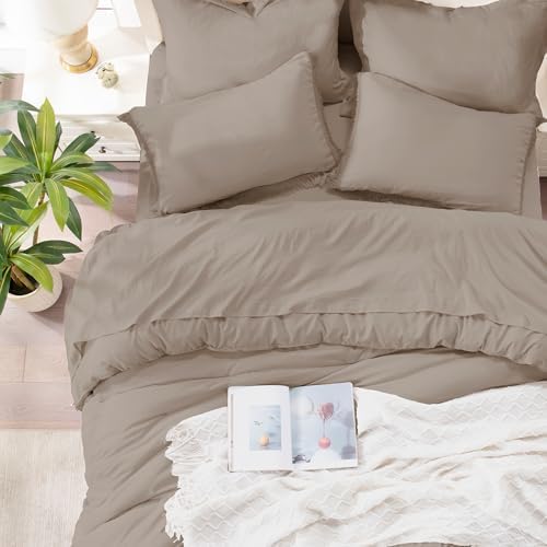 Andency King Comforter Set, 7 Pieces Khaki Bedding