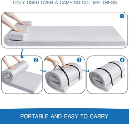 Memory Foam Camping Pad 3 Inch Thick, Soft Sleeping Pad, Pad Only