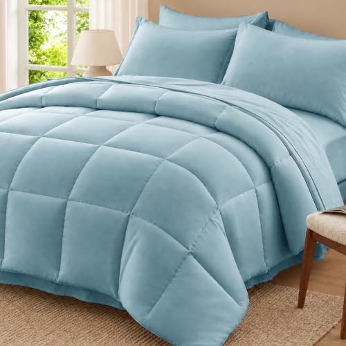 Anluoer King Size Comforter Set, 7 Piece Bed in a Bag King Bedding Sets