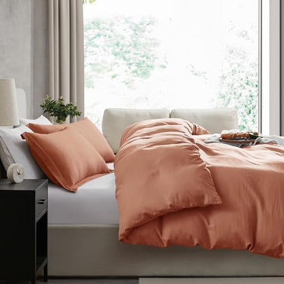 Hearth & Harbor Prewashed King Duvet Cover Set, Rust