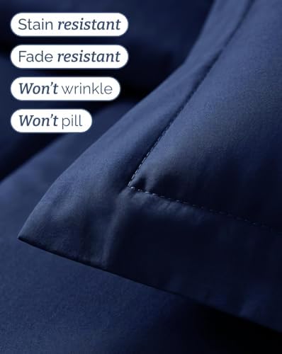 Twin Comforter Set - 5 Piece Bed in a Bag Twin Size Bed Set - Navy Blue