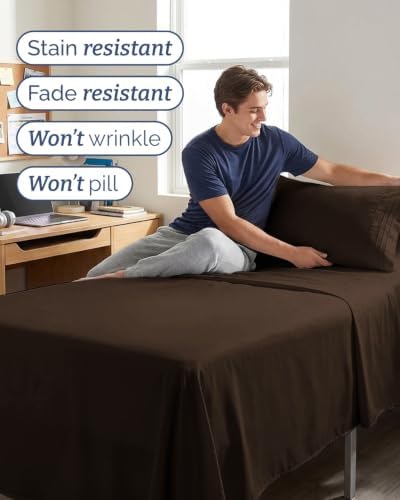 Twin 4 Piece Bed Sheet Set - Breathable & Cooling Sheets - Chocolate Brown