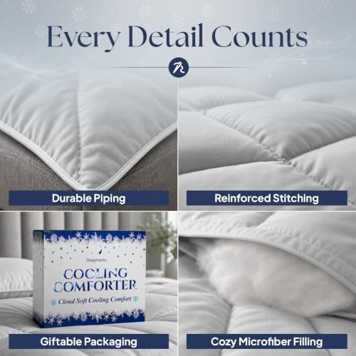 Cooling Comforter - BreezeWeave Cooling Blanket Queen Size for Hot Sleepers & Deep Rest - Cloud Soft, Breathable, Ultra Durable, Easy Care, Reversible - 90 x 90 in (Light Grey & Dark Grey)