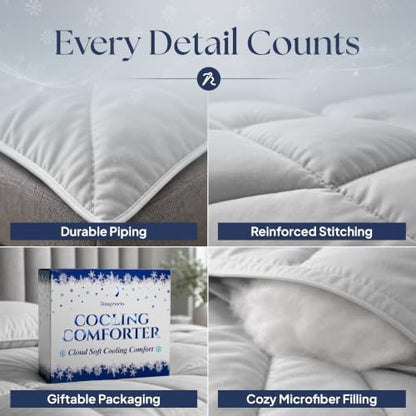 Cooling Comforter - BreezeWeave Cooling Blanket Queen Size for Hot Sleepers & Deep Rest - Cloud Soft, Breathable, Ultra Durable, Easy Care, Reversible - 90 x 90 in (Light Grey & Dark Grey)