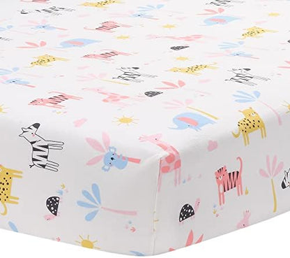 Lambs & Ivy Snuggle Jungle Pastel Safari Cotton Jersey 3-Piece Crib Bedding Set