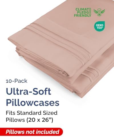 Standard Pillow Cases Set of 10 - Ultra Soft Pillowcase Covers - Mauve