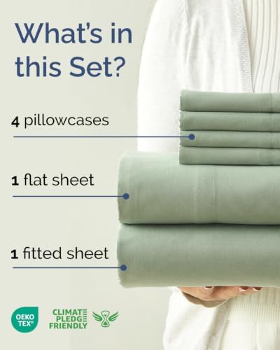 Cal King 6 Piece Bed Sheet Set - Breathable & Cooling Sheets - Eucalyptus