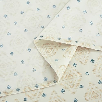 Chezmoi Collection 4-Piece Lodge Geometric Sheet Set California King - Multicolor Blue Diamond Printed Brushed Microfiber Lightweight Breathable Deep Pocket Bed Sheets