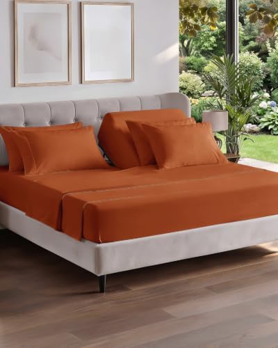 Flex Top Split Head King 6 Piece Sheet Set - Soft & Cooling - Terracotta