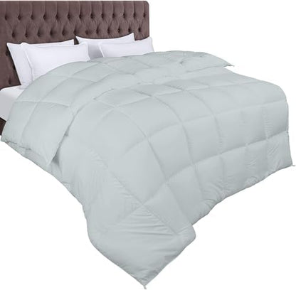 Utopia Bedding Comforter Duvet Insert, Quilted Comforter with Corner Tabs, Box Stitched Down Alternative Comforters (Light Grey, 155 x 220)