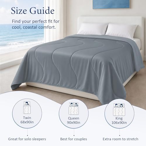 Cooling Comforter for Hot Sleepers, Queen 90x90, Medium Gray