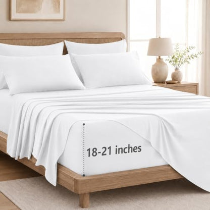 CozyLux Full Sheet Set 6-Piece, 21-Inch Deep Pocket, Soft Brushed Feel