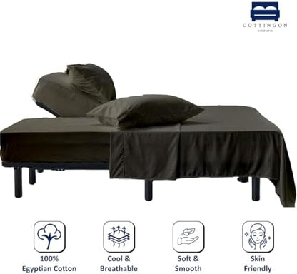 4 Piece Flex Head King Sheet Set 34" Top, 100% Egyptian Cotton, Dark Grey