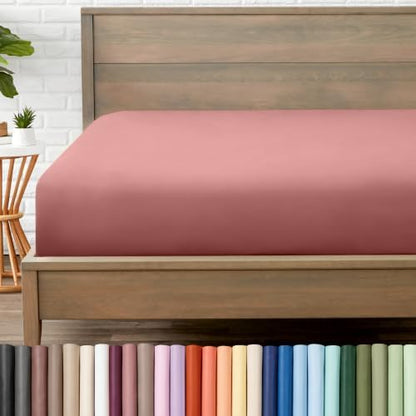 Bare Home Full Fitted Sheet - 1800 Ultra-Soft (Full, Dusty Rose)