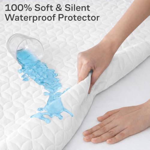 100% Waterproof Noiseless & Breathable King Size Mattress Protector - White