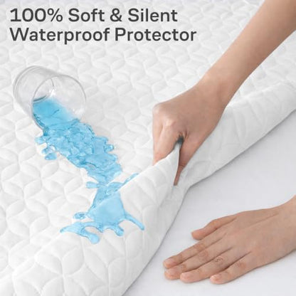100% Waterproof Noiseless & Breathable Twin Size Mattress Protector - White