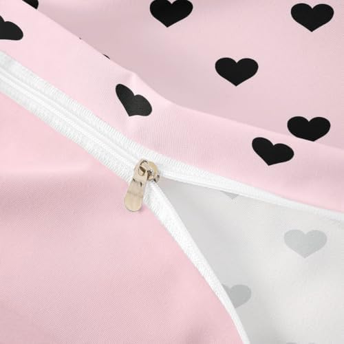 Erosebridal Twin Duvet Cover Set, Microfiber Bed Linen Set with 1 Pillowcase, Love Heart Pattern, All Seasons, Zipper Closure, for Girls, Women, Teens