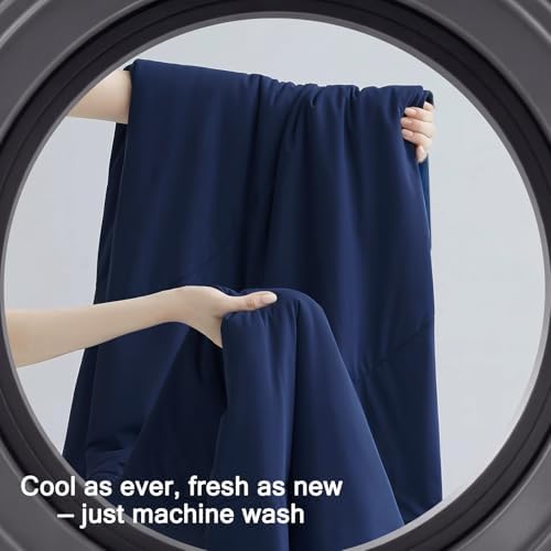 Vielit Cooling Comforter Queen Size for Hot Sleepers & Night Sweats, Luxury Lightweight Cooling Blanket,Soft Dual-Sided Breathable Summer Comforter,Q-Max>0.425,Machinewashable,90x90,Nightblue