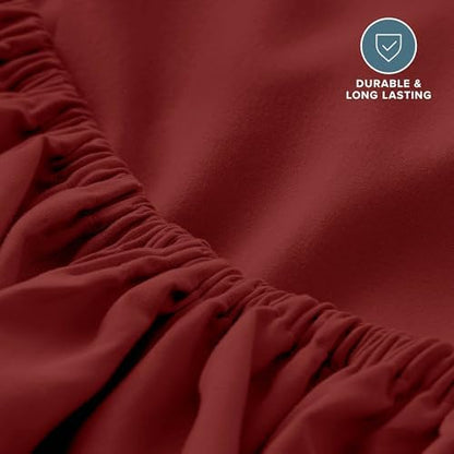 Bare Home Queen Fitted Sheet - 1800 Ultra-Soft (Queen, Rosewood)