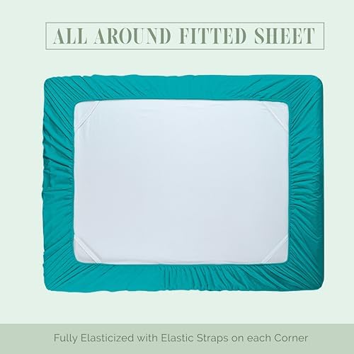 Elegant Comfort 1500 Premium Hotel Quality 18-24 Inches Deep - Extra Deep Pocket Single Fitted Sheet for High Mattress, Luxury and Softest, Smart Pocket - Wrinkle Free, California King, Turquoise