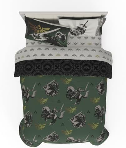 Legend of Zelda Gaming Bedding Set, 7 Piece Super Soft Reversible Comforter and Sheet Set with Sham, Full, (Officially Licensed Product) by Franco Collectibles