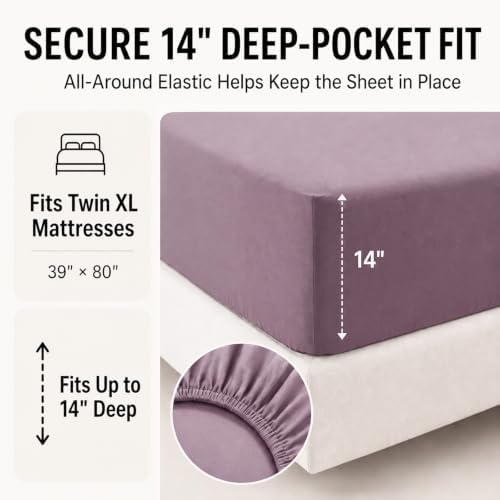 CozyLux Twin XL Comforter Set Dusty Purple - 5 Pieces Twin XL Bed in a Bag