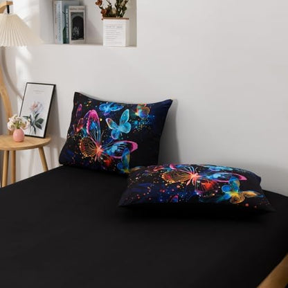 A Nice Night Galaxy Bedding Sets，6pcs Butterfly Comforter Set
