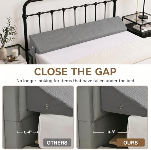 King Bed Wedge Pillow for Bed Headboard Gap Filler Light Grey
