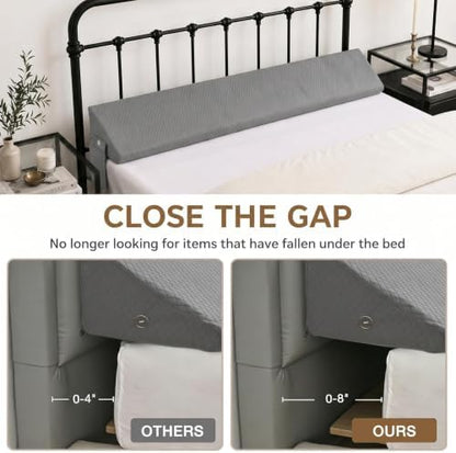 King Bed Wedge Pillow for Bed Headboard Gap Filler Light Grey