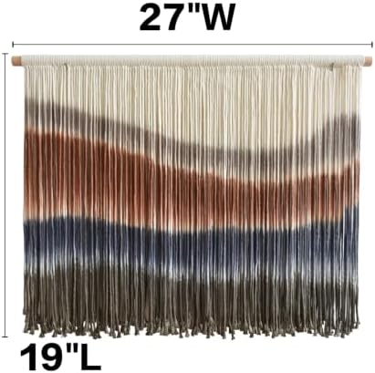 Flber Macrame Wall Hanging Blue Dip Dye for Bedroom 27" W x 19" L