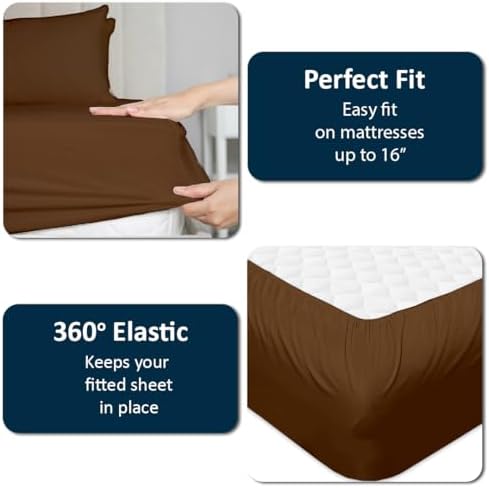 1 PC Top Split Queen Fitted Sheet for Adjustable beds, 34" Split, Chocolate