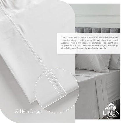 Linen Home 2-Pack Full Sheet Set, 100% Cotton Percale Bedding, 8-Piece Value Bundle, Deep Pocket Cooling Bed Sheets for Hot Sleepers, Breathable & Crisp Hotel Quality, Long-Staple Cotton, Silver