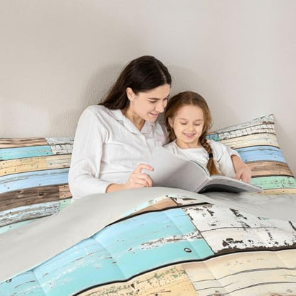 jejeloiu Colorful Wood Grain Comforter Set Bedding Set Queen Size 3 Pcs