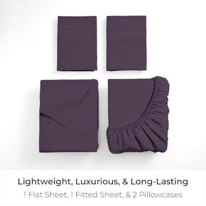 Mellanni Iconic 4-Piece, Ultra Soft Sheet Set (California King, Purple)