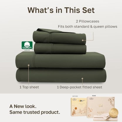 California Design Den Soft 100% Cotton Queen Size Sheets Deep Pocket, 4 Pcs