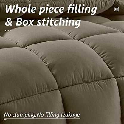 HYLEORY All Season King Size Bed Comforter - Cooling Down Alternative Quilted Duvet Insert with Corner Tabs - Winter Warm - Machine Washable - Taupe