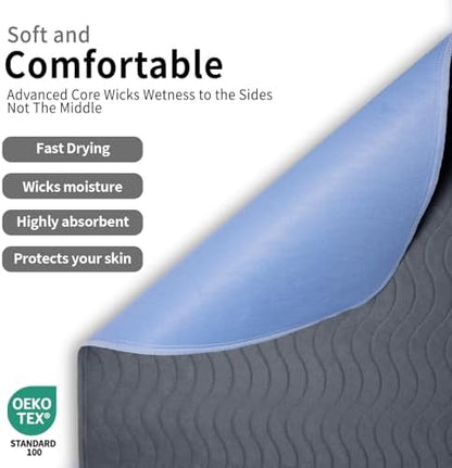Accompagner Incontinence Bed Pads Washable Waterproof Underpads 28"x28" 4pc