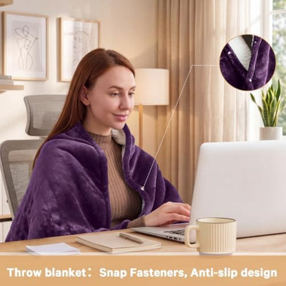 Heated Electric Blanket Twin, Heating Blanket, 62" x 84", Lavender