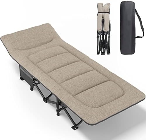 ATORPOK Folding Camping Cot for Adults with Cushion and Pillow
