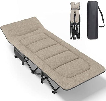 ATORPOK Folding Camping Cot for Adults with Cushion and Pillow