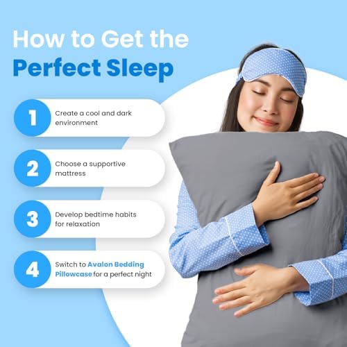 Avalon Bedding Pillow Cases Standard Size Grey Pillow Cases Set of 4 Cotton Blend 200 TC Soft & Breathable Perfect for Home & Hospital, Hotel Quality Queen Pillow Protectors 30x20 Inches