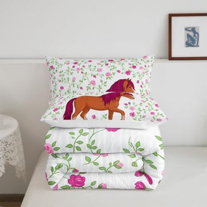 Feelyou Girls Horse Comforter Comforter Set Twin Size for Twin Baby