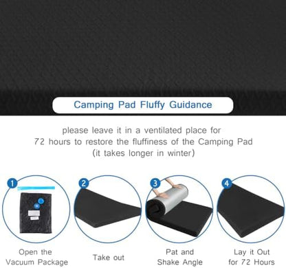 Memory Foam Camping Pad 3 Inch Thick, Soft Sleeping Pad, Pad Only