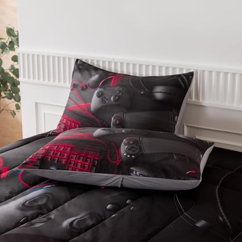 Gaming Comforter for Boys Teens,Game Bedding Sets Queen,Kids Gamer Comforter Set,Video Game Bedroom Bed Set Controller Duvet All Season 3 Piece