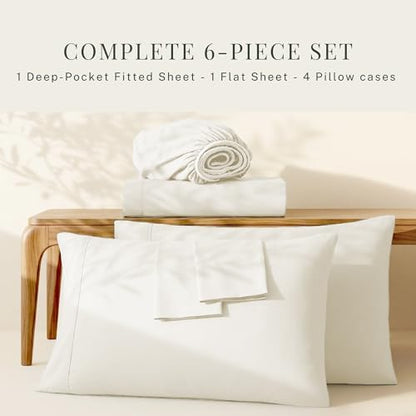 Hearth & Harbor Extra Deep Pocket Twin Sheets Sets - Fits Mattress 18-24 Inches Deep - Extra Deep Pocket Sheets - 6 Piece Twin Size