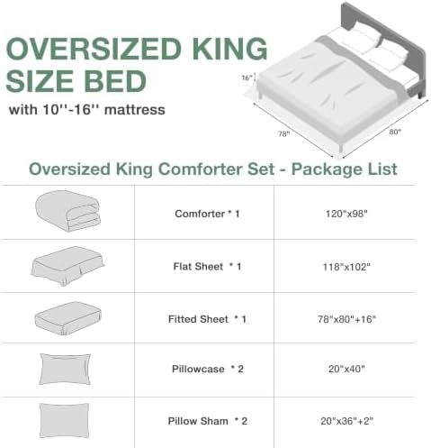 MUXHOMO Oversized King Comforter Set, Boho Elegant Floral Print Bed in a Bag 7 Pieces, Ultra Soft & Breathable Reversible Botanical Pattern Bedding Set with Comforter, Sheets, Pillowcases, and Shams