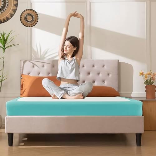 Box Spring Cover King Size-Aqua Stretch Wrap Around 4 Sided Bed Skirt